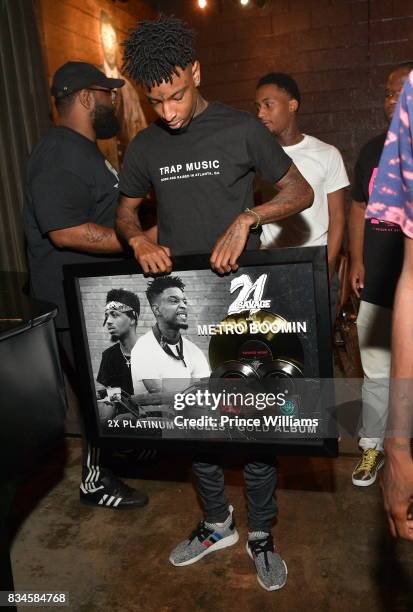 Rapper 21 Savage attends an Ascap Dinner at KR Steakhouse on August 17, 2017 in Atlanta, Georgia.