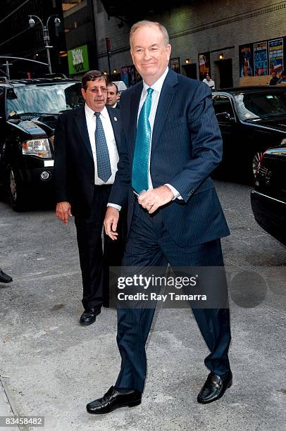 Television personality Bill O'Reilly visits the "Late Show with David Letterman" at the Ed Sullivan Theater on October 27, 2008 in New York City.