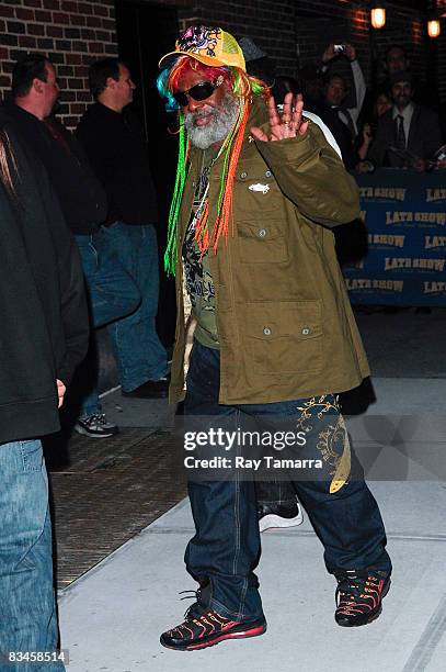 Musician George Clinton visits the "Late Show with David Letterman" at the Ed Sullivan Theater on October 27, 2008 in New York City.