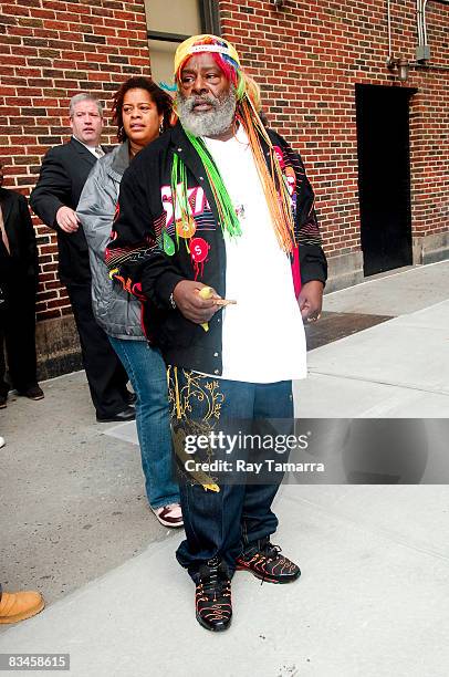 Musician George Clinton visits the "Late Show with David Letterman" at the Ed Sullivan Theater on October 27, 2008 in New York City.