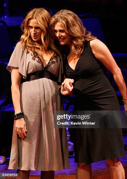 Actresses Julia Roberts and Rita Wilson onstage during the reading of "The World Of Nick Adams" to honor Paul Newman held at Davies Symphony Hall on...