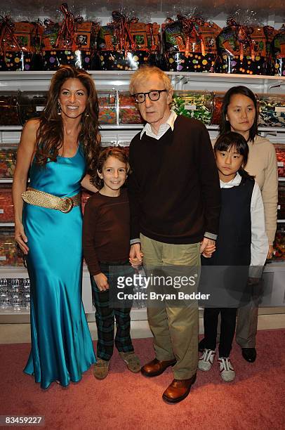 Dylan Lauren, Woody Allen and Soon-Yi Previn and children attend the relaunch celebration at Dylan's Candy Bar on October 27, 2008 in New York City.