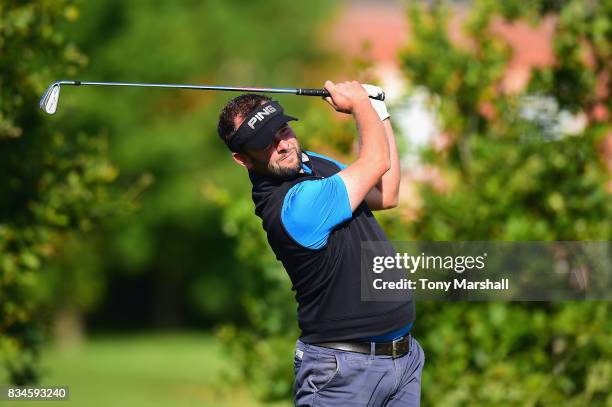 Ben Kerr of Bourn Golf & Leisure plays his first shot on the 1st tee during the Golfbreaks.com PGA Fourball Championship - Day 3 at Whittlebury Park...