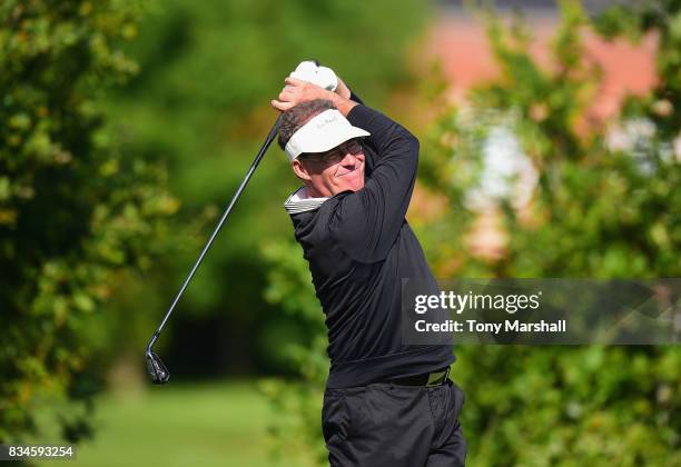 Nicholas Mitchell of Theale Golf Centre plays his first shot on the 1st tee during the Golfbreaks.com PGA Fourball Championship - Day 3 at...