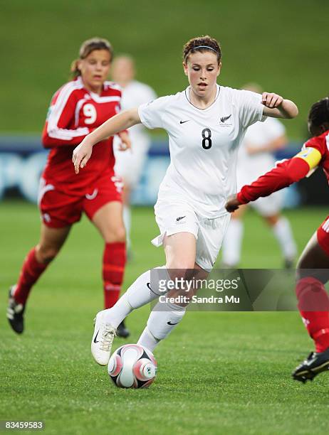 Sarah McLaughlin of New Zealand in action during the FIFA U-17 Women's World Cup match between New Zealand and Canada at North Harbour Stadium on...