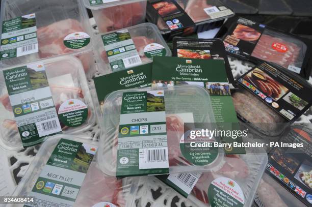 Produce of Cambrian Mountains displayed at Tyllwyd Farm, Cwmystwyth which was visited by the Prince of Wales as part of his tour of Wales.