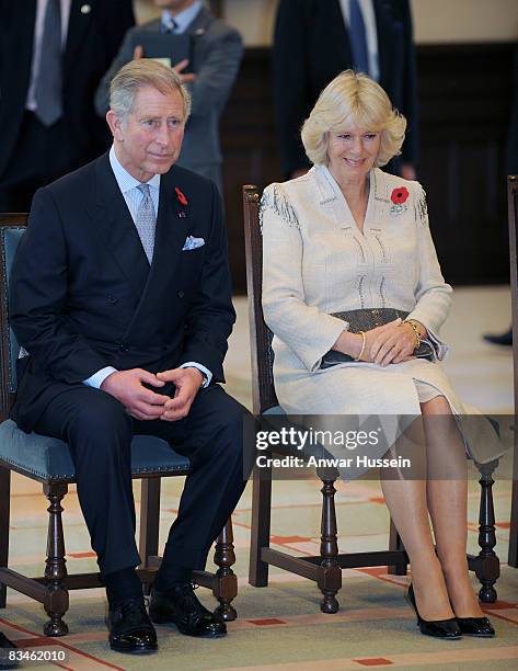 Prince Charles, Prince of Wales and Camilla, Duchess of Cornwall watch a demonstration of Kendo sword fighting at the Emerging Museum of Science and...