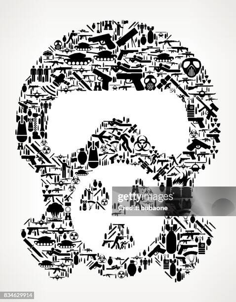 nuclear gas mask war and modern warfare vector icon pattern - utility knife stock illustrations