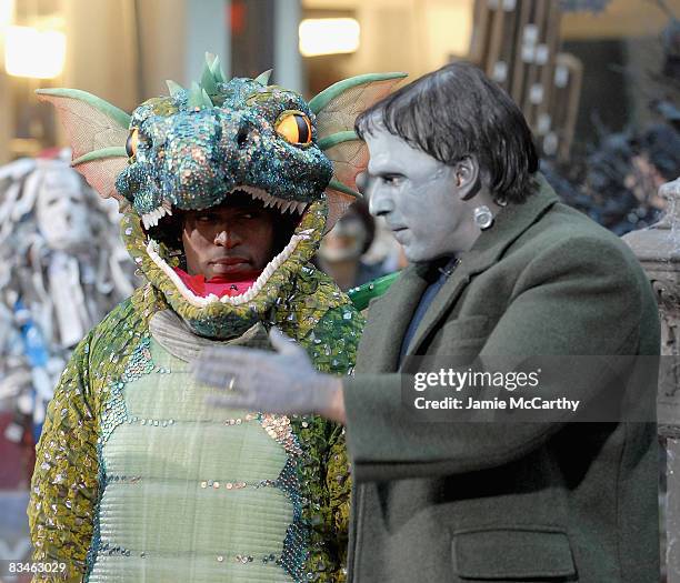 Tiki Barber dressed as Spot Munster and Matt Lauer dressed as Herman Munster on the Halloween Edition of NBC's "Today" Show Halloween Monster Bash in...