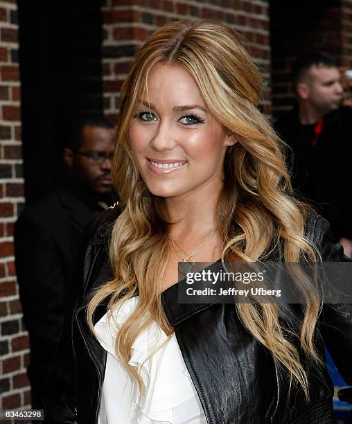 Actress Lauren Conrad visits "Late Show with David Letterman" at the Ed Sullivan Theater on October 27, 2008 in New York City.