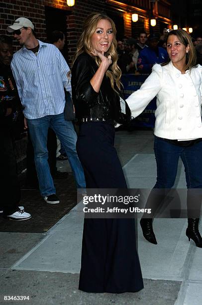 Actress Lauren Conrad visits "Late Show with David Letterman" at the Ed Sullivan Theater on October 27, 2008 in New York City.