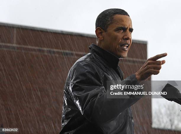 Democratic presidential candidate Illinois Senator Barack Obama speaks during a rally at Widener University in Chester, Pennsylvania, October 28,...