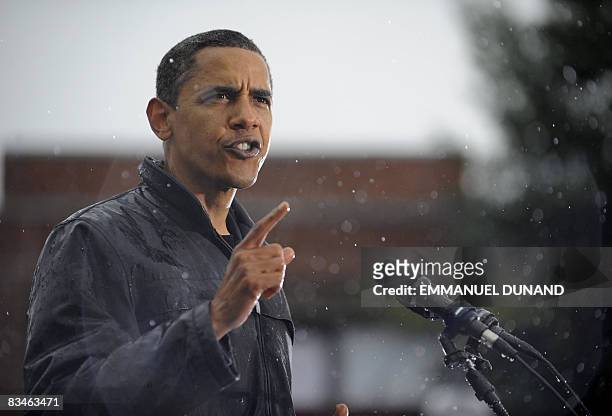 Democratic presidential candidate Illinois Senator Barack Obama speaks during a rally at Widener University in Chester, Pennsylvania, October 28,...