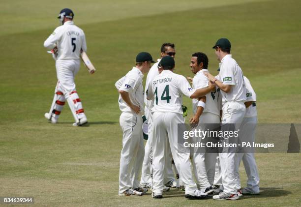 Nottinghamshire bowler Andre Adams celebrates his wicket of Hampshire's John Crawley during the LV County Championship, Division One match at The...