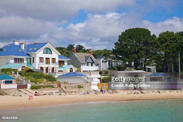 luxury houses on the sandbanks beach - poole foto e immagini stock