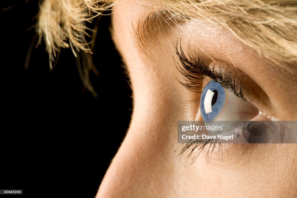Close up of girl 17 years old blue eye