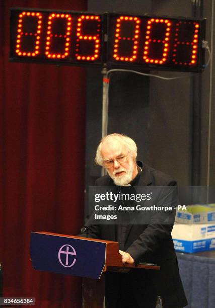 The Archbishop of Canterbury, Dr Rowan Williams, gives a speech on the opening day of the General Synod of the Church of England, held at Central...