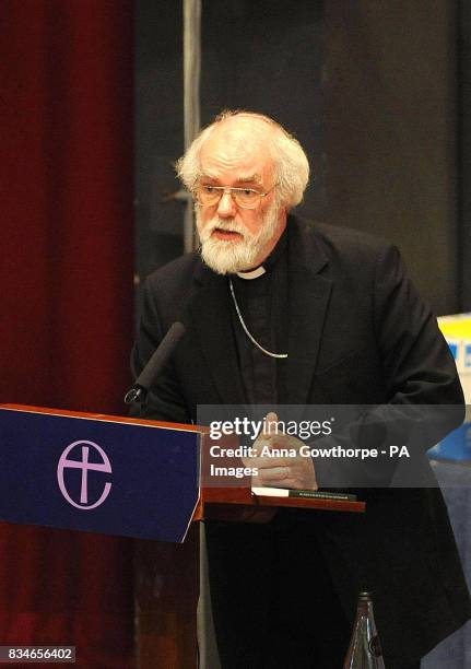 The Archbishop of Canterbury, Dr Rowan Williams, gives a speech on the opening day of the General Synod of the Church of England, held at Central...