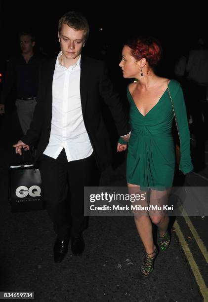 Alfie Allen and Jaime Winstone are seen leaving the GQ Awards on September 02, 2008 in London, England.