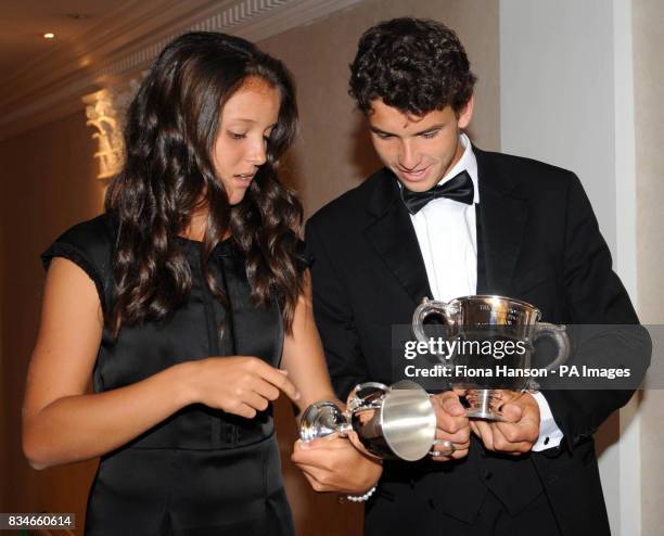 Laura Robson from Great Britain who won the Girl's Singles Championship title at Wimbledon on Saturday with the Boy's Single's winner Bulgarian...