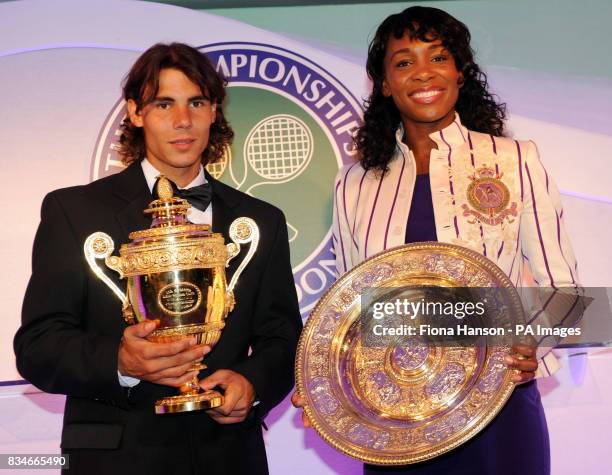 Rafael Nadal of Spain who beat Roger Federer to become a first time winner of the Men's Singles Wimbledon Tennis Championship with Venus Williams of...