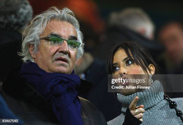 Flavio Briatore, co owner of QPR looks on before the Coca-Cola Championship match between Queens Park Rangers and Birmingham City at Loftus Road on...