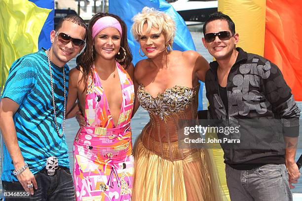 Khriz Lilia Luciano Charytin Goyco and Angel poses during Telefutura's Reventon del Dia del Trabajo at Bayside Marketplace on September 1, 2008 in...
