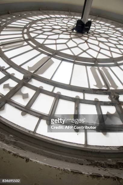 Deterioration to the interior of one of the four faces of the Great Clock is pictured ahead of the planned renovation work on the Elizabeth Tower, on...