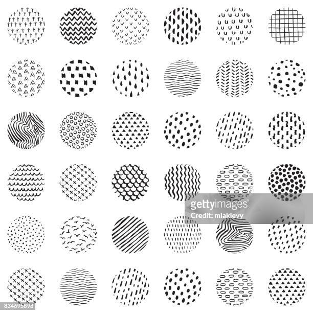 seamless hand drawn circles pattern - trendy fabric pattern stock illustrations
