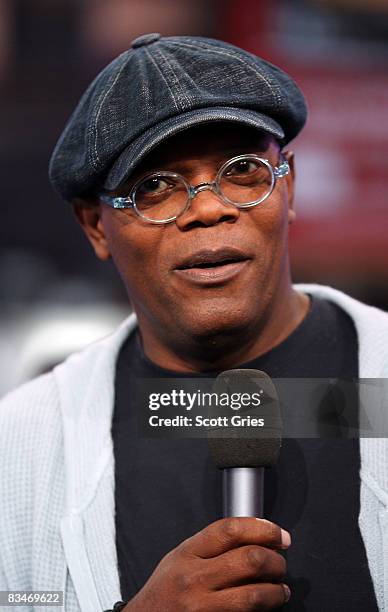 Actor Samuel L. Jackson appears onstage during MTV's Total Request Live at the MTV Times Square Studios October 28, 2008 in New York City.