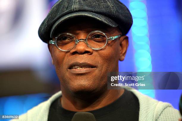 Actor Samuel L. Jackson appears onstage during MTV's Total Request Live at the MTV Times Square Studios October 28, 2008 in New York City.