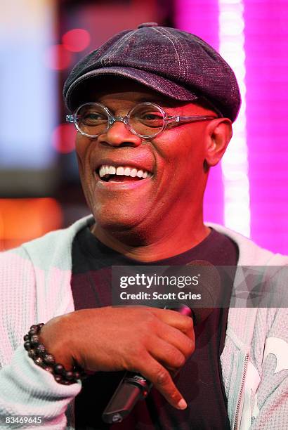 Actor Samuel L. Jackson appears onstage during MTV's Total Request Live at the MTV Times Square Studios October 28, 2008 in New York City.