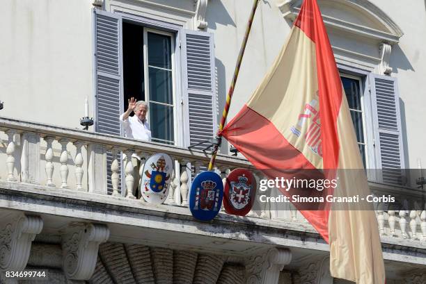 Flags at half mast in the Spanish embassy in Italy, as sign of mourning for the victims of the terrorist attacks in Barcelona, ,on August 18, 2017 in...