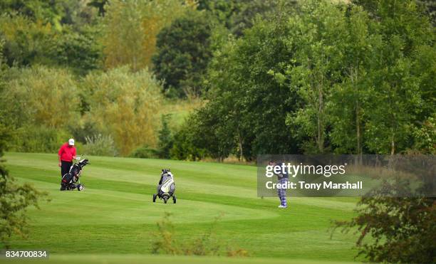 Richard O'Hanlon of St Kew Golf Club plays his second shot on the 6th fairway during the Golfbreaks.com PGA Fourball Championship - Day 3 at...