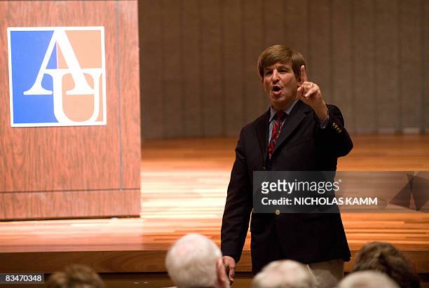 American University history professor Allan Lichtman gives a lecture on his "Thirteen Keys to the White House" at American University in Washington...