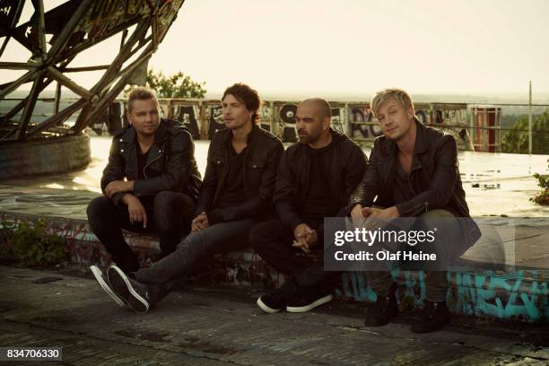 Finnish rock band Sunrise Avenue are photographed on April 8, 2013 in Berlin, Germany.