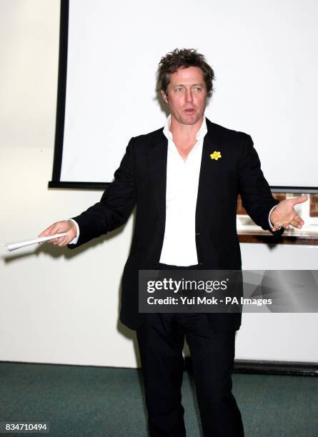 Ambassador for the charity Hugh Grant during a press conference to announce an NHS allocation of 15 million in funding for Marie Curie nursing...
