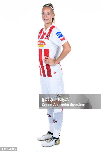 Meike Messmer of 1. FC Koeln poses during the Allianz Frauen Bundesliga Club Tour at on August 16, 2017 in Cologne, Germany.