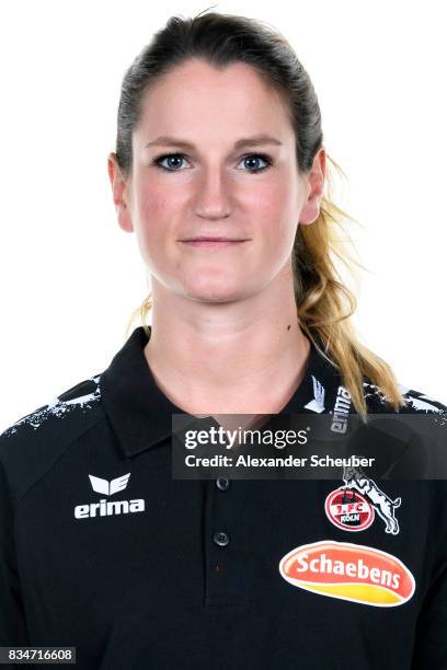 Franziska Kummer of 1. FC Koeln poses during the Allianz Frauen Bundesliga Club Tour at on August 16, 2017 in Cologne, Germany.