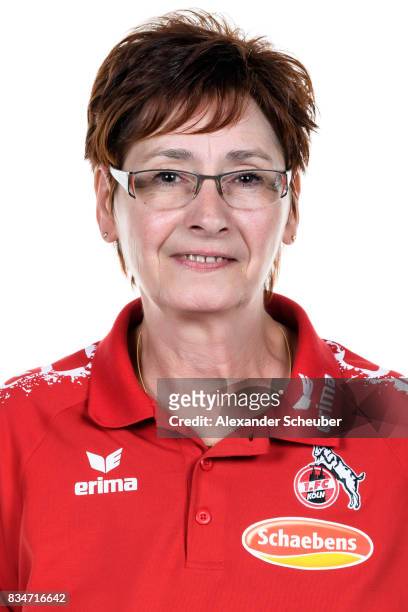 Monika Beckmann of 1. FC Koeln poses during the Allianz Frauen Bundesliga Club Tour at on August 16, 2017 in Cologne, Germany.