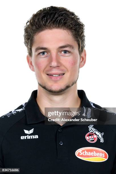 Patrick Weber of 1. FC Koeln poses during the Allianz Frauen Bundesliga Club Tour at on August 16, 2017 in Cologne, Germany.