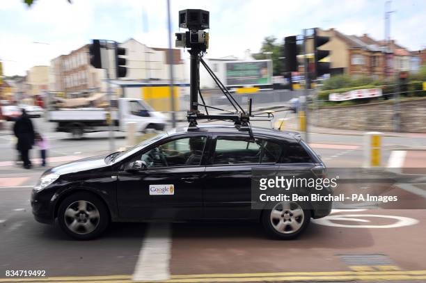 Google mapping car with video and photography equipment mounted on top makes it's way around the North Street area of Bedminster.