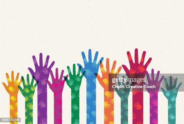 helping colored hands - social responsibility stock illustrations