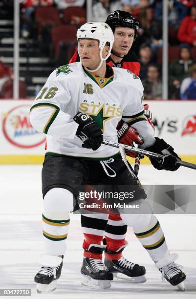 Sean Avery of the Dallas Stars skates against the New Jersey Devils at the Prudential Center on October 22, 2008 in Newark, New Jersey.