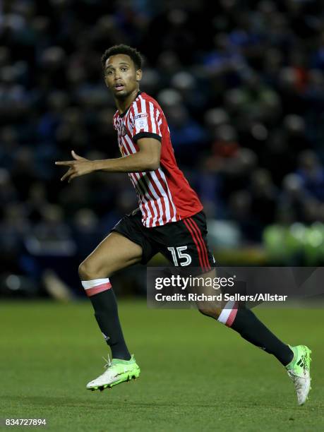 Brendan Galloway of Sunderland during the Sky Bet Championship match between Sheffield Wednesday and Sunderland at Hillsborough on August 16, 2017 in...