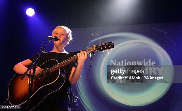 Nominated artist Laura Marling performs during the announcement of the shortlist for the Nationwide Mercury Prize Albums of the Year, at the Hospital...