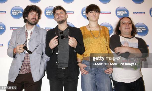Nominated band Neon Neon during the announcement of the shortlist for the Nationwide Mercury Prize Albums of the Year, at the Hospital Club in...