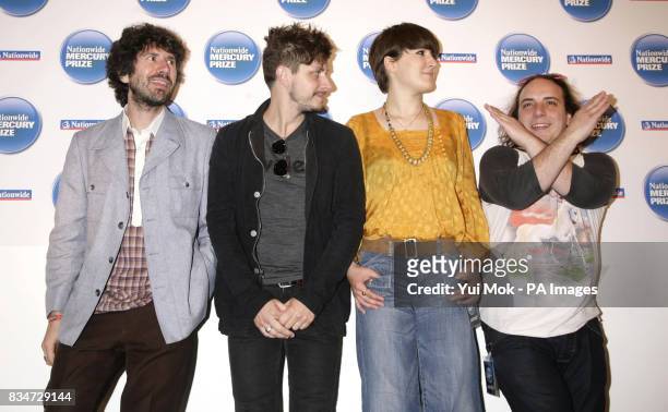Nominated band Neon Neon during the announcement of the shortlist for the Nationwide Mercury Prize Albums of the Year, at the Hospital Club in...
