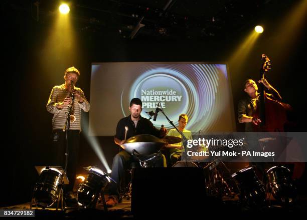 Nominated band the Portico Quartet perform during the announcement of the shortlist for the Nationwide Mercury Prize Albums of the Year, at the...