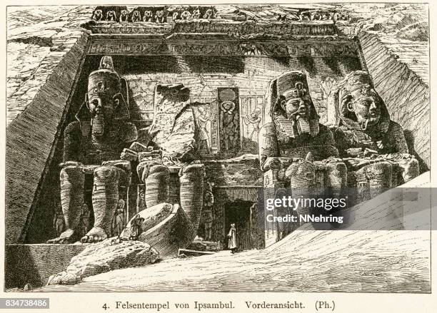great temple at abu simbel, egypt - ancient egyptian temple stock illustrations
